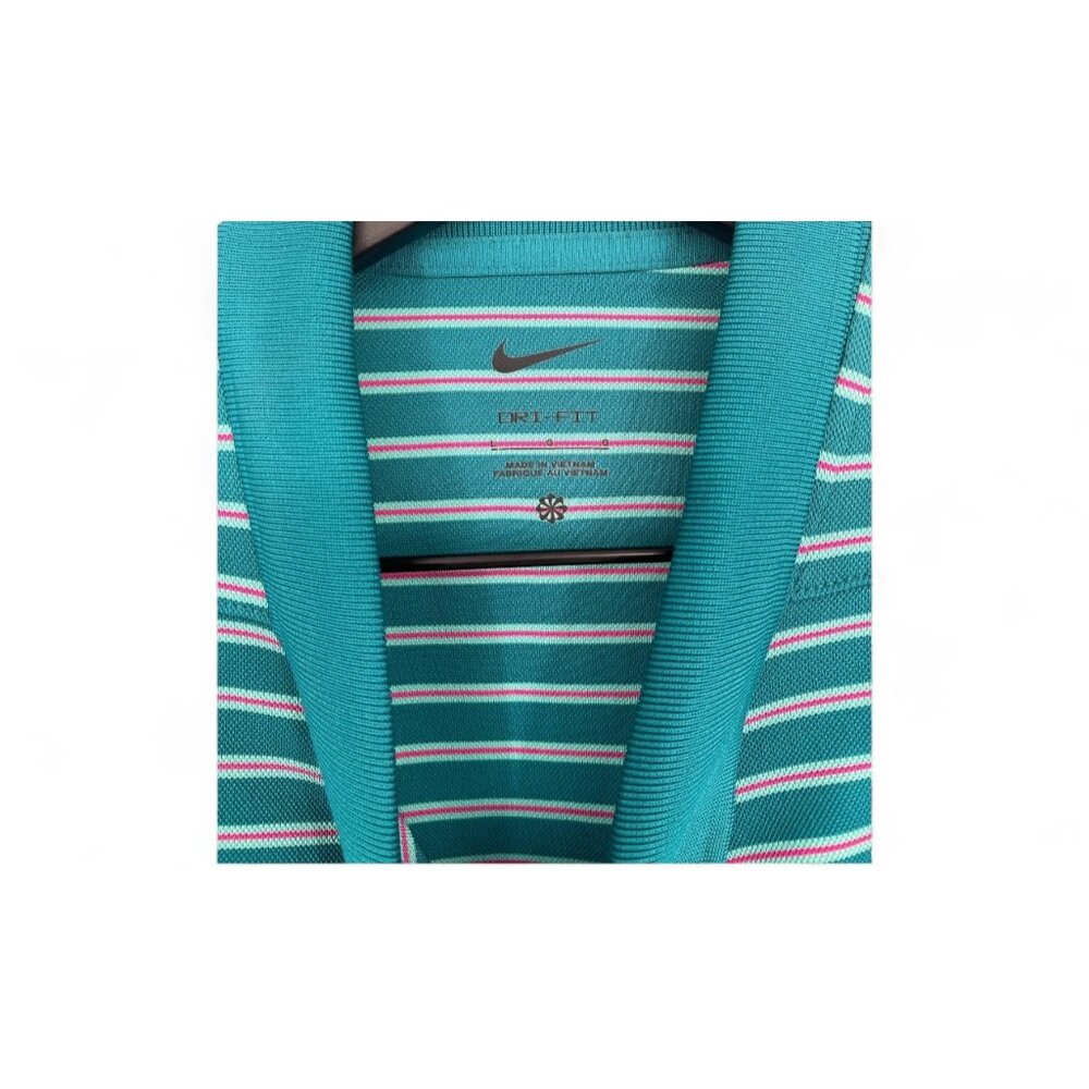 NWT Nike Dri-Fit Victory Striped Polo Shirt Men's L Green - Picture 3 of 4